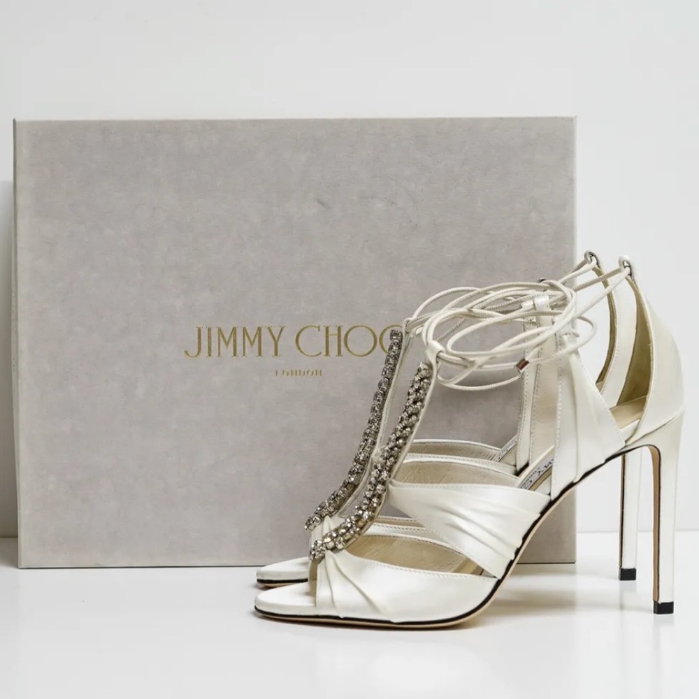 BRAND NEW never worn Jimmy Choo Ivory Satin Sandal Kenny 100 size 36 and a half